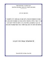 Nghiên cứu mối quan hệ giữa trách nhiệm xã hội của doanh nghiệp, sự hài lòng trong công việc và sự gắn kết với tổ chức của người lao động tại các doanh nghiệp dệt may 