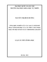 Tổng hợp, nghiên cứu cấu tạo và thăm dò hoạt tính sinh hoạt của các phức chất Pd(II), Ni(II) với một số dẫn xuất thiosemicacbazon : Luận án TS. Hóa học: 62 44 25 01