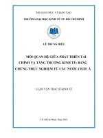 Mối quan hệ giữa phát triển tài chính và tăng trưởng kinh tế, bằng chứng thực nghiệm từ các nước châu á 