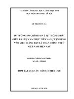 Tư tưởng hồ chí minh về sự thống nhất giữa lý luận và thực tiễn và sự vận dụng vào việc giảng dạy lý luận chính trị ở việt nam hiện nay tt 