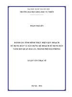 Đánh giá tình hình thực hiện quy hoạch sử dụng đất và xây dựng kế hoạch sử dụng đất năm 2015 quận Hải An, thành phố Hải Phòng: Luận văn ThS. Kiểm soát và bảo vệ môi trường: 60 85 01