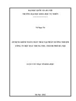Áp dụng kiểm toán chất thải tại phân xưởng nhuộm Công ty Dệt may Trung Thu, Thành phố Hà Nội : Luận văn ThS. Khoa học môi trường và bảo vệ môi trường : 60 85 02