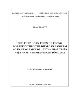 Giải pháp hoàn thiện hệ thống đo lường theo thẻ điểm cân bằng tại ngân hàng tmcp đầu tư và phát triển việt nam   chi nhánh nam đồng nai​ 