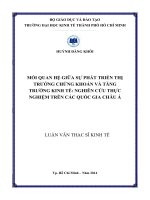 Mối quan hệ giữa sự phát triển thị trường chứng khoán và tăng trưởng kinh tế, nghiên cứu thực nghiệm trên các quốc gia châu á 
