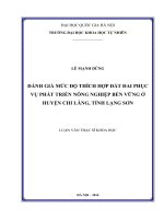 Đánh giá mức độ thích hợp đất đai phục vụ phát triển nông nghiệp bền vững ở huyện Chi Lăng, tỉnh Lạng Sơn