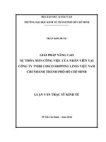 Giải pháp nâng cao sự  thỏa mãn công việc của nhân  viên tại công ty TNHH cosco shipping lines việt nam chi nhánh thành phố  hồ  chí  minh 