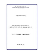 Xây dựng bản đồ phân vùng chất lượng nước sông Lam, Nghệ An