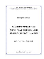Giải pháp marketing nhằm phát triển du lịch tỉnh bến tre đến năm 2020 , luận văn thạc sĩ 