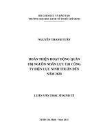 Hoàn thiện hoạt động quản trị nguồn nhân lực tại công ty điện lực ninh thuận đến năm 2020 , luận văn thạc sĩ 