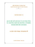 Quan hệ giữa rủi ro và giá trị công ty, trường hợp thị trường cổ phiếu tp  HCM 