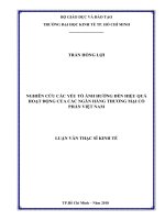 Nghiên cứu các yếu tố ảnh hưởng đến hiệu quả hoạt động của các ngân hàng thương mại cổ phần việt nam 