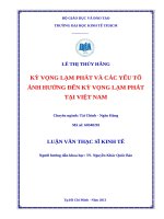 Kỳ vọng lạm phát và các yếu tố ảnh hưởng đến kỳ vọng lạm phát tại việt nam , luận văn thạc sĩ 