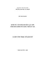 Kinh tế, văn hóa huyện lạc sơn tỉnh hòa bình nửa đầu thế kỷ XIX 