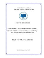 Giải pháp nâng cao năng lực cạnh tranh cho công ty cổ phần tập đoàn trung nguyên tại thị trường việt nam đến năm 2018 , luận văn thạc sĩ 
