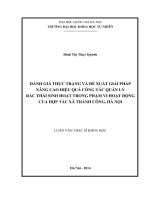 Đánh giá thực trạng và đề xuất giải pháp nâng cao hiệu quả công tác quản lý rác thải sinh hoạt trong phạm vi hoạt động của hợp tác xã Thành Công, Hà Nội
