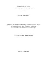 Phương pháp phiếm hàm Lyapunov và ứng dụng để nghiên cứu tính ổn định nghiệm của phương trình vi phân có chậm : Luận văn ThS. Toán học: 60 46 01 02