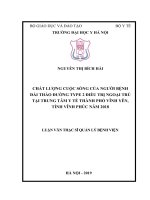 Chất lượng cuộc sống của người bệnh Đái tháo đường type 2 điều trị ngoại trú tại Trung tâm Y tế thành phố Vĩnh Yên, tỉnh Vĩnh Phúc năm 2018