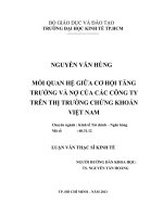 Mối quan hệ giữa cơ hội tăng trưởng và nợ của các công ty trên TTCK việt nam , 