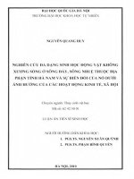 Nghiên cứu đa dạng sinh học động vật không xương sống ở sông Đáy, sông Nhuệ thuộc địa phận tỉnh Hà Nam và sự biến đổi của nó dưới ảnh hưởng của các hoạt động kinh tế, xã hội.
