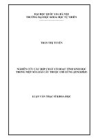 Nghiên cứu các hợp chất có hoạt tính sinh học trong một số loài cây thuộc chi gừng ( ZINGIBER)