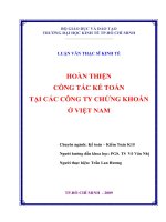 Hoàn thiện công tác kế toán tại các công ty chứng khoán ở việt nam , luận văn thạc sĩ kinh tế 