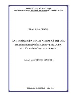Ảnh hưởng của trách nhiệm xã hội của doanh nghiệp đến hành vi mua của người tiêu dùng tại TP  hồ chí minh 