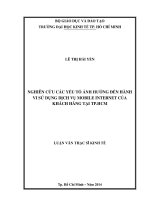 Nghiên cứu các yếu tố ảnh hưởng đến hành vi sử dụng dịch vụ mobile internet của khách hàng tại TP  HCM 