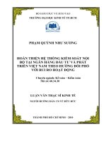 Hoàn thiện hệ thống kiểm soát nội bộ tại ngân hàng đầu tư và phát triển việt nam theo hướng đối phó với rủi ro hoạt động 