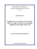 Nghiên cứu các nhân tố tác động đến cấu trúc vốn của các doanh nghiệp ngành thép việt nam 