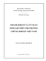 Thanh khoản và tỷ suất sinh lợi trên thị trường chứng khoán việt nam , luận văn thạc sĩ 