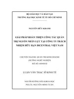 Giải pháp hoàn thiện công tác quản trị nguồn nhân lực tại công ty trách nhiệm hữu hạn DICENTRAL việt nam 