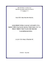Giải pháp nâng cao sự gắn kết của nhân viên tại ngân hàng TMCP đầu tư và phát triển việt nam chi nhánh nam bình dương 