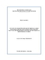 Các yếu tố ảnh hưởng đến quyết định lựa chọn ngân hàng thương mại cổ phần công thương việt nam, chi nhánh đồng tháp để gởi tiết kiệm của khách hàng cá nhân 