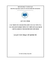 Các nhân tố ảnh hưởng đến cơ cấu vốn của các doanh nghiệp niêm yết trên sở giao dịch chứng khoán TP  HCM 