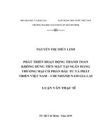 Phát triển hoạt động thanh toán không dùng tiền mặt tại ngân hàng thương mại cổ phần đầu tư và phát triển việt nam 