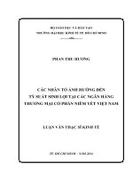 Các nhân tố ảnh hưởng đến tỷ suất sinh lợi tại các ngân hàng TMCP niêm yết việt nam 