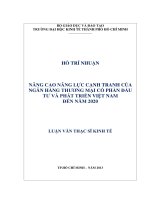Nâng cao năng lực cạnh tranh của ngân hàng TMCP đầu tư và phát triển việt nam đến năm 2020 