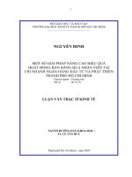 Một số giải pháp nâng cao hiệu quả hoạt động bán hàng qua nhân viên tại chi nhánh ngân hàng đầu tư và phát triển thành phố hồ chí minh 
