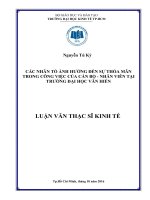 Các nhân tố ảnh hưởng đến sự thỏa mãn trong công việc của cán bộ nhân viên tại trường đại học văn hiến 