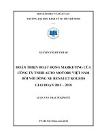 Hoàn thiện hoạt động marketing của công ty TNHH AUTO MOTORS việt nam đối với dòng xe RENAULT KOLEOS giai đoạn 2015   2018 