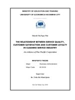 The relationship between service quality, customer satisfaction and customer loyalty in cleaning serviec industry , luận văn thạc sĩ 