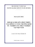 Mối quan hệ giữa phát triển tài chính và tăng trưởng kinh tế   nghiên cứu thực nghiệm tại việt nam 