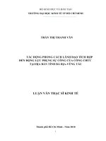 Tác động phong cách lãnh đạo tích hợp đến động lực phụng sự công của công chức tại địa bàn tỉnh  bà rịa vũng tàu 
