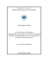 Các yếu tố chất lượng dịch vụ ảnh hưởng đến sự hài lòng của người dân tại bộ phận tiếp nhận và hoàn trả kết quả uỷ ban nhân dân xã tân thành, thành phố cà mau 