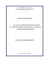 Các yếu tố ảnh hưởng đến sự gắn kết của người lao động với tổ chức tại công ty cổ phần đường biên hòa 