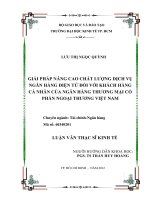 Giải pháp nâng cao chất lượng dịch vụ ngân hàng điện tử đối với khách hàng cá nhân của ngân hàng TMCP ngoại thương việt nam 