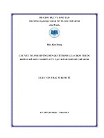 Các yếu tố ảnh hưởng đến quyết định lựa chọn thuốc không kê đơn, nghiên cứu tại TPHCM , luận văn thạc sĩ 