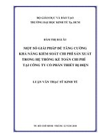 Một số giải pháp để tăng cường khả năng kiểm soát chi phí sản xuất trong hệ thống kế toán chi phí tại công ty cổ phần thiết bị điện , luận văn thạc sĩ 