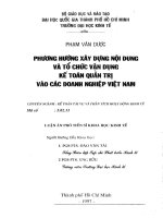 Phương hướng xây dựng nội dung và tổ chức vận dụng kế toán quản trị vào các doanh nghiệp việt nam 