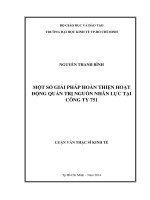 Một số giải pháp hoàn thiện hoạt động quản trị nguồn nhân lực tại công ty 751 